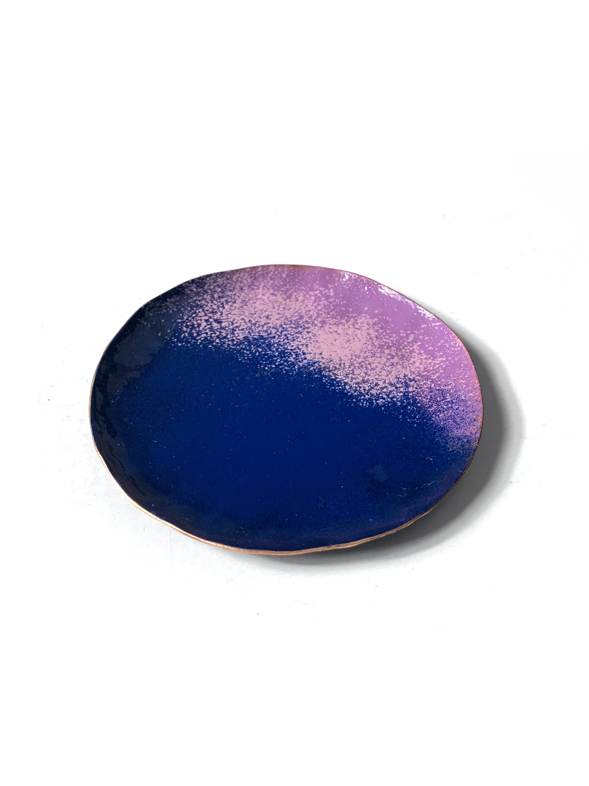 Chroma Colorful Little Round Metal Tray in Navy and Lavender