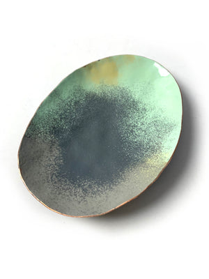 Oval Copper Dish in Grey and Soft Mint
