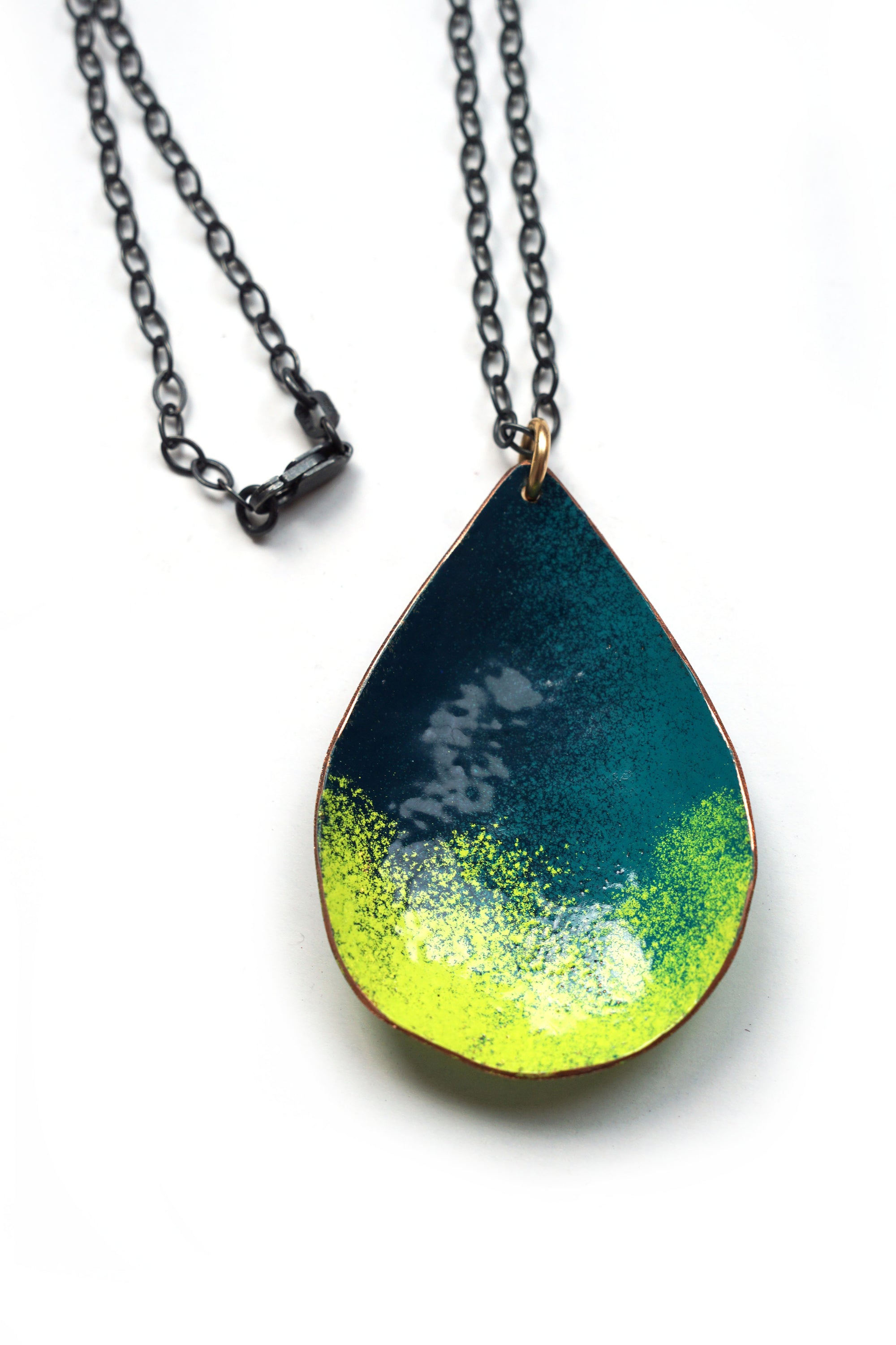 Chroma Pendant in Deep Ocean and Neon Chartreuse