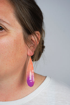 Long Chroma Earrings in Dusty Rose and Radiant Orchid