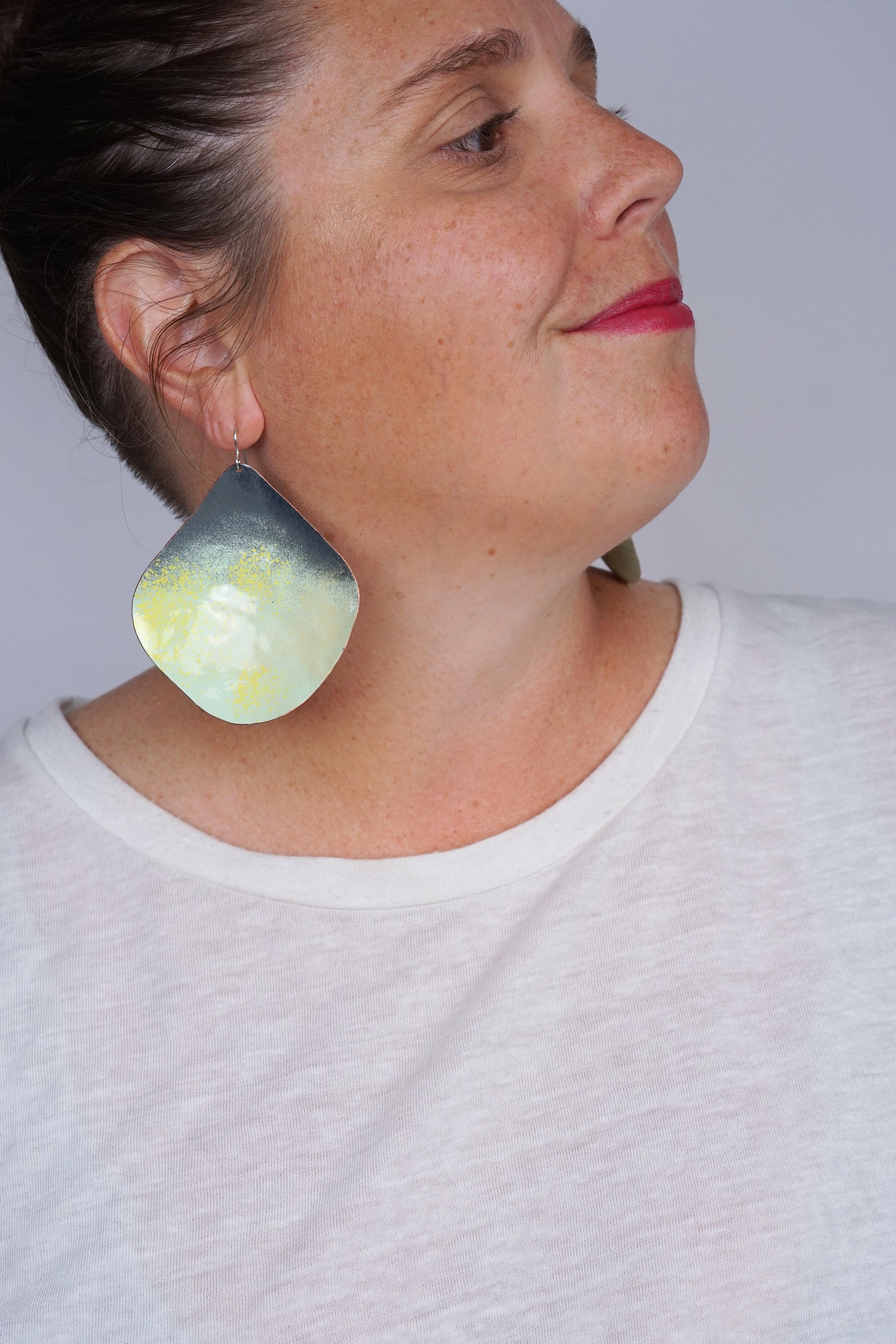 Chroma Statement Earrings in Grey and Soft Mint