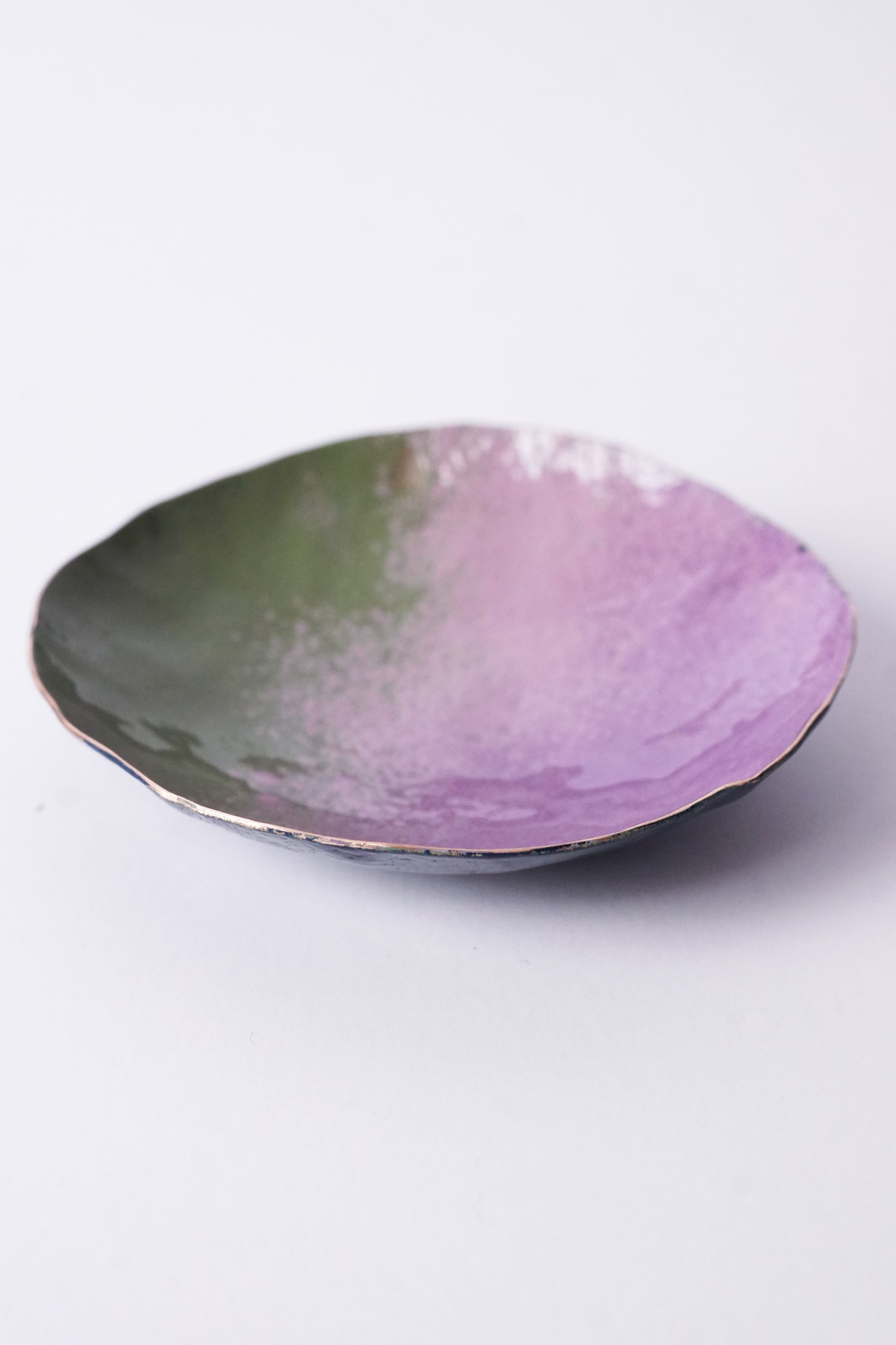 Little Copper Dish in Olive and Lavender