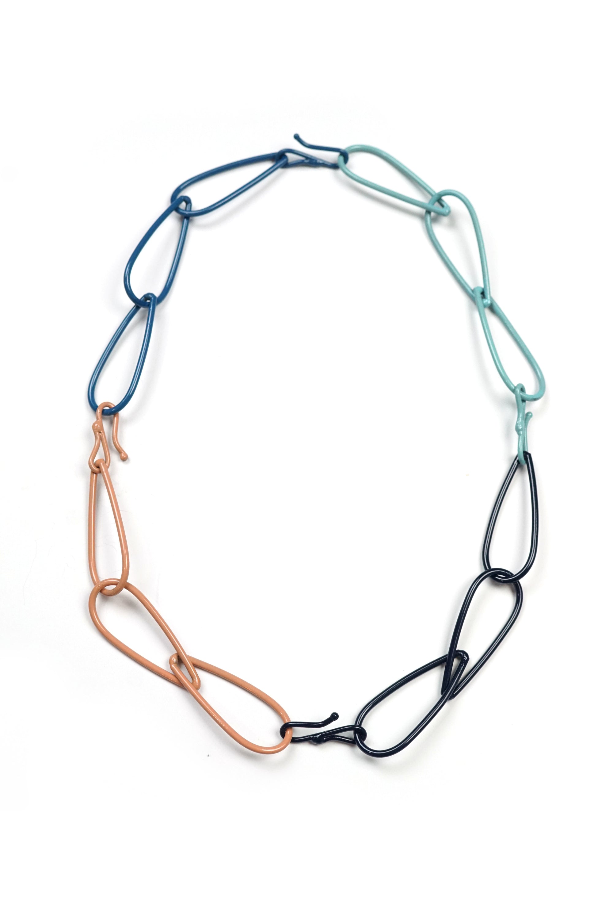 Modular Necklace in Dark Navy, Azure Blue, Faded Teal, and Dusty Rose
