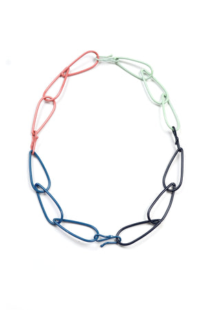 Modular Necklace in Dark Navy, Azure Blue, Soft Mint, and Light Raspberry