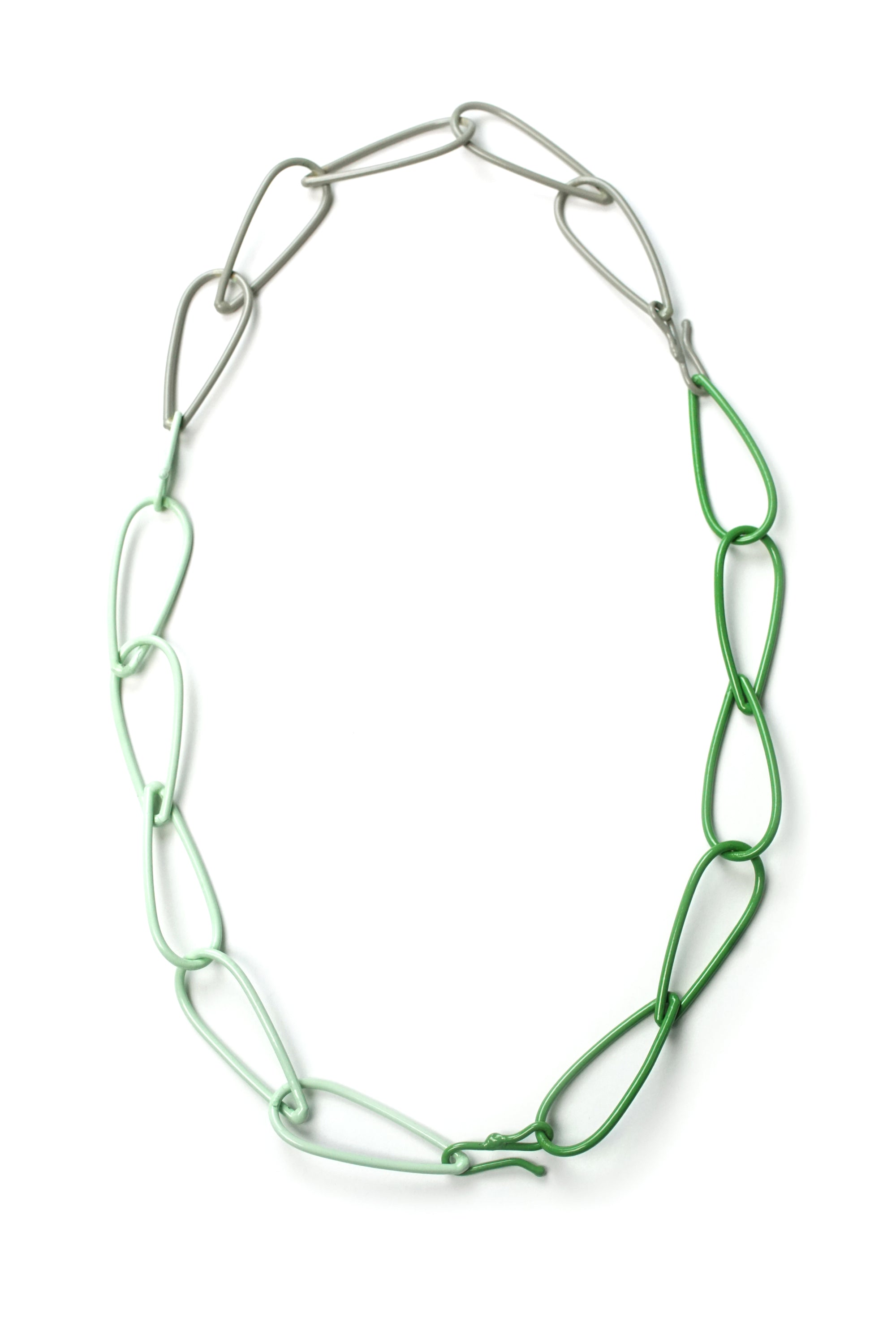 Modular Necklace in Fresh Green, Soft Mint, and Stone Grey