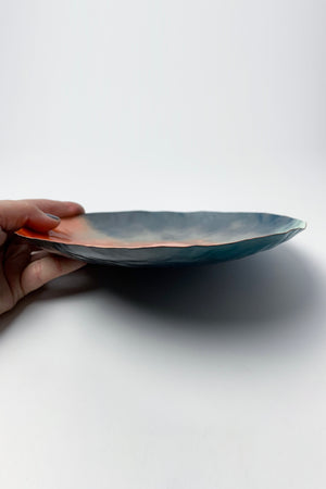 Round Copper Tray in Coral, Blush, and Grey