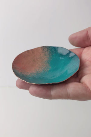 Little Copper Dish in Teal and Coral