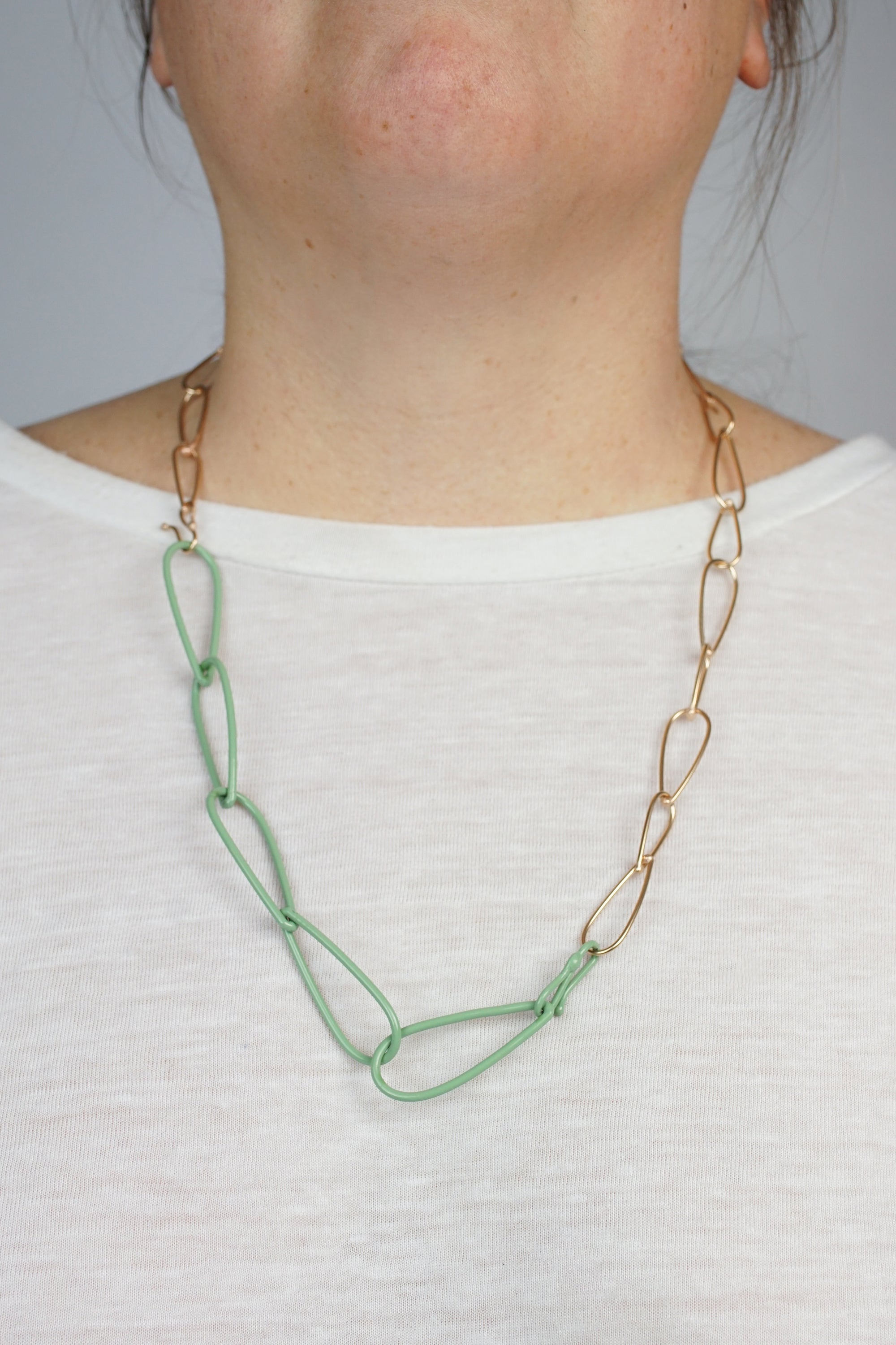 Modular Necklace in Bronze and Pale Green