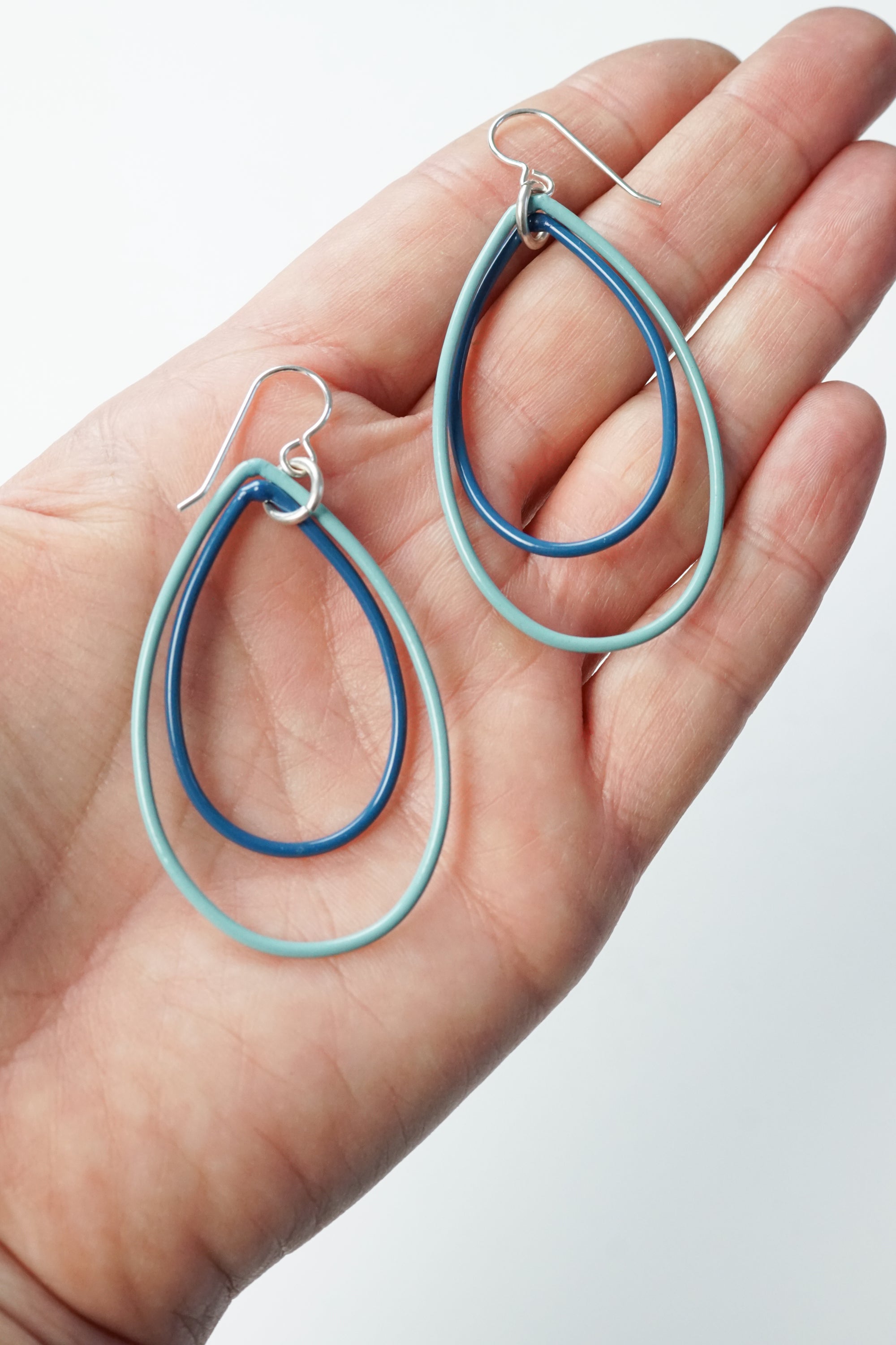 Eva earrings in Faded Teal and Azure Blue