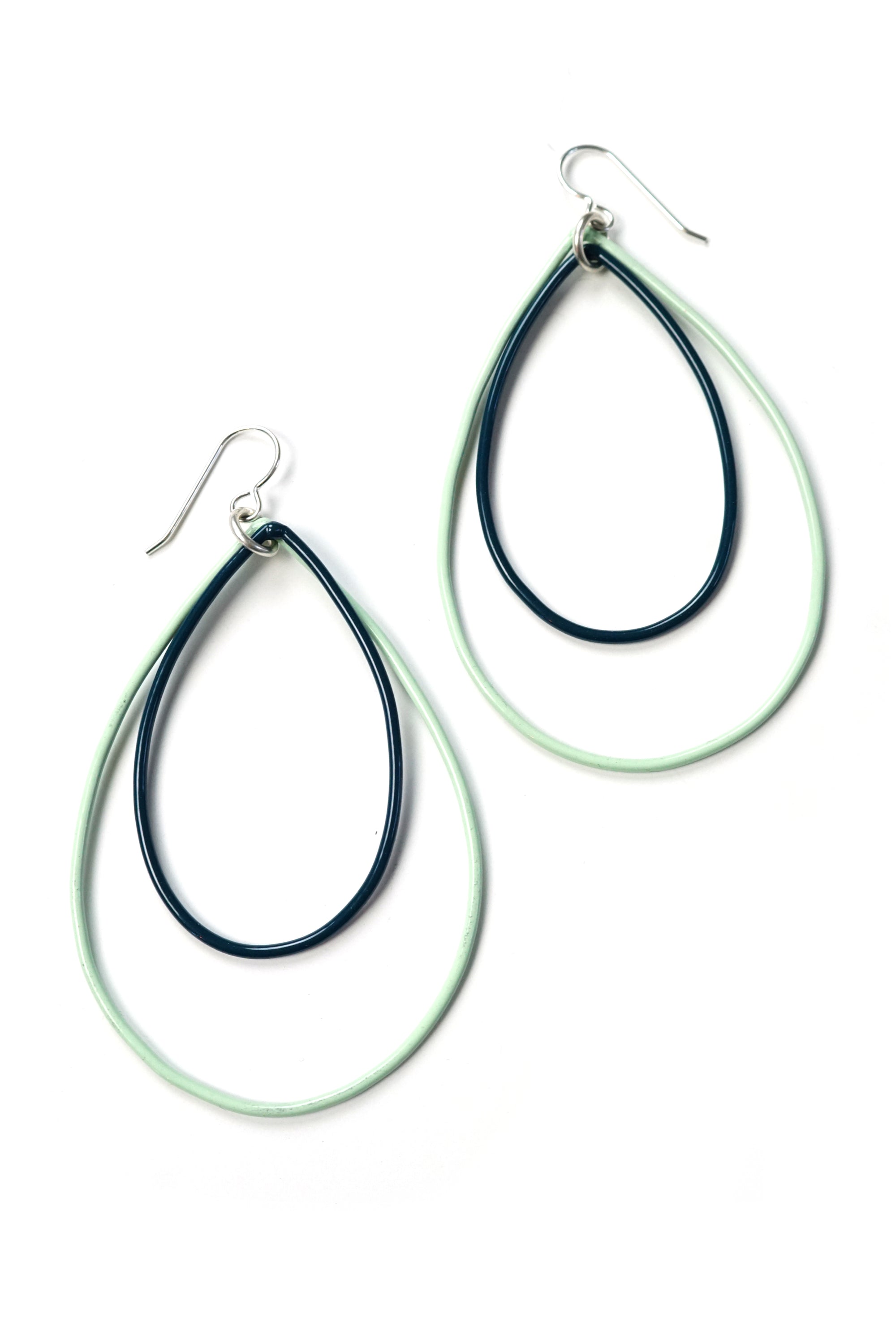 Large Eva earrings in Soft Mint and Deep Ocean