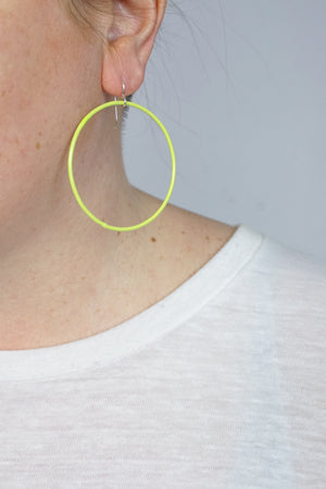 Large Evident Earrings in Neon Chartreuse