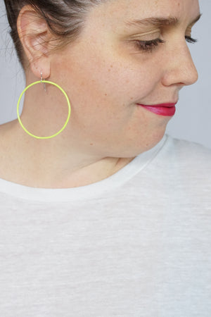 Large Evident Earrings in Neon Chartreuse