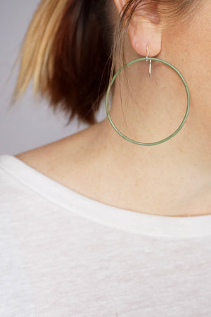 Large Evident Earrings in Olive Green