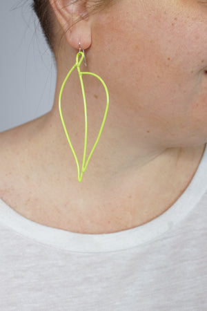 Long Pothos Earrings in Neon Chartreuse