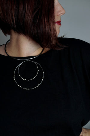 Bold Biala Collar Necklace - Silver on Steel