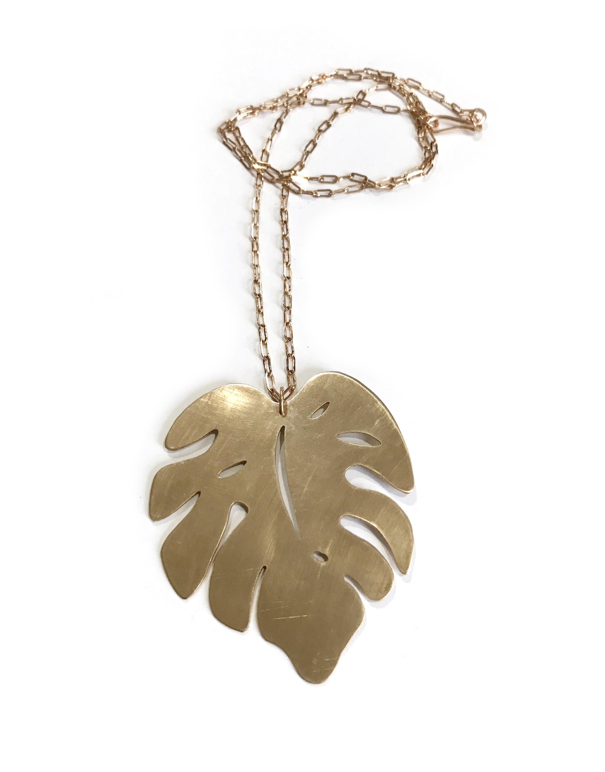 Monstera leaf long pendant