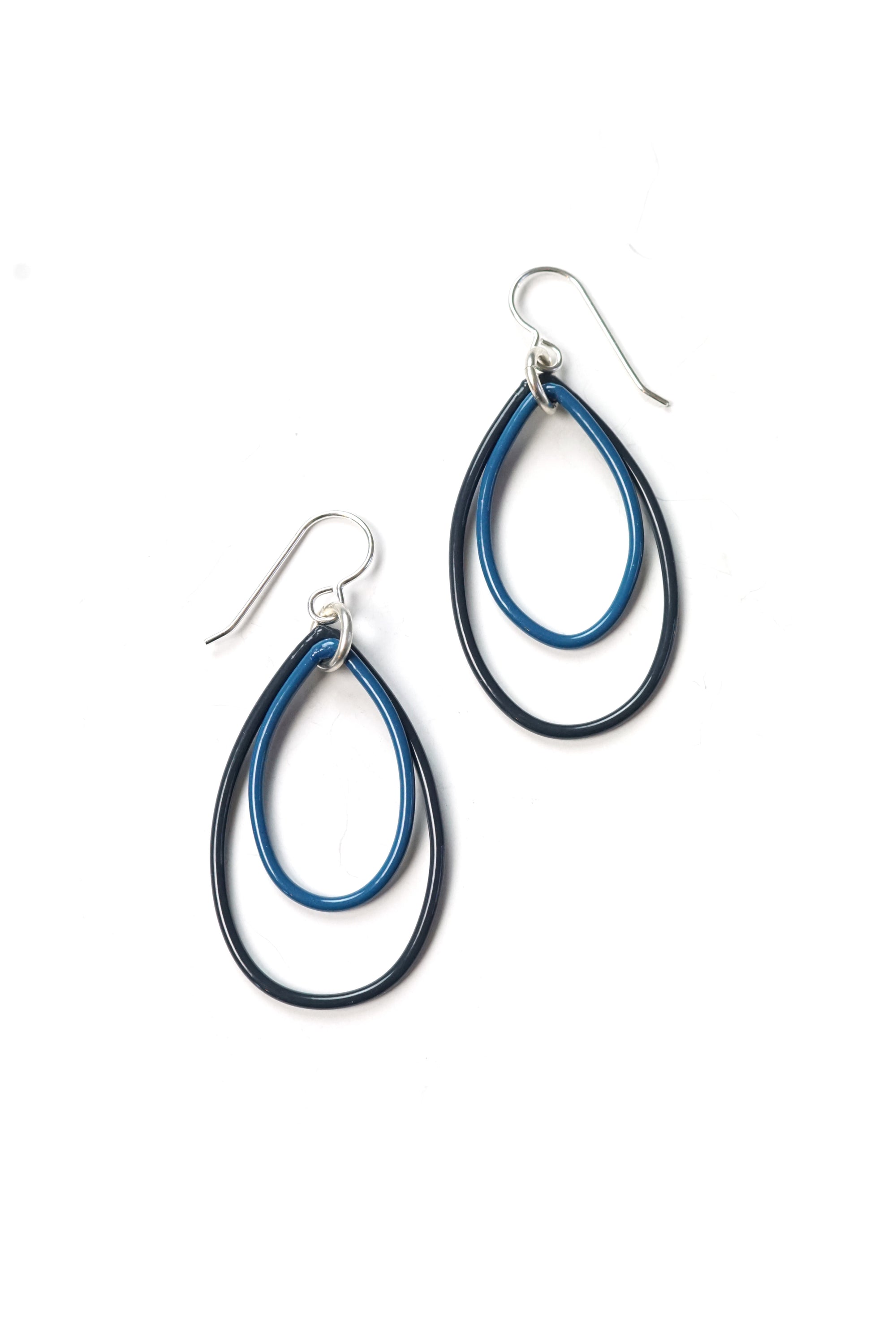 Nellie earrings in Midnight Grey and Azure Blue