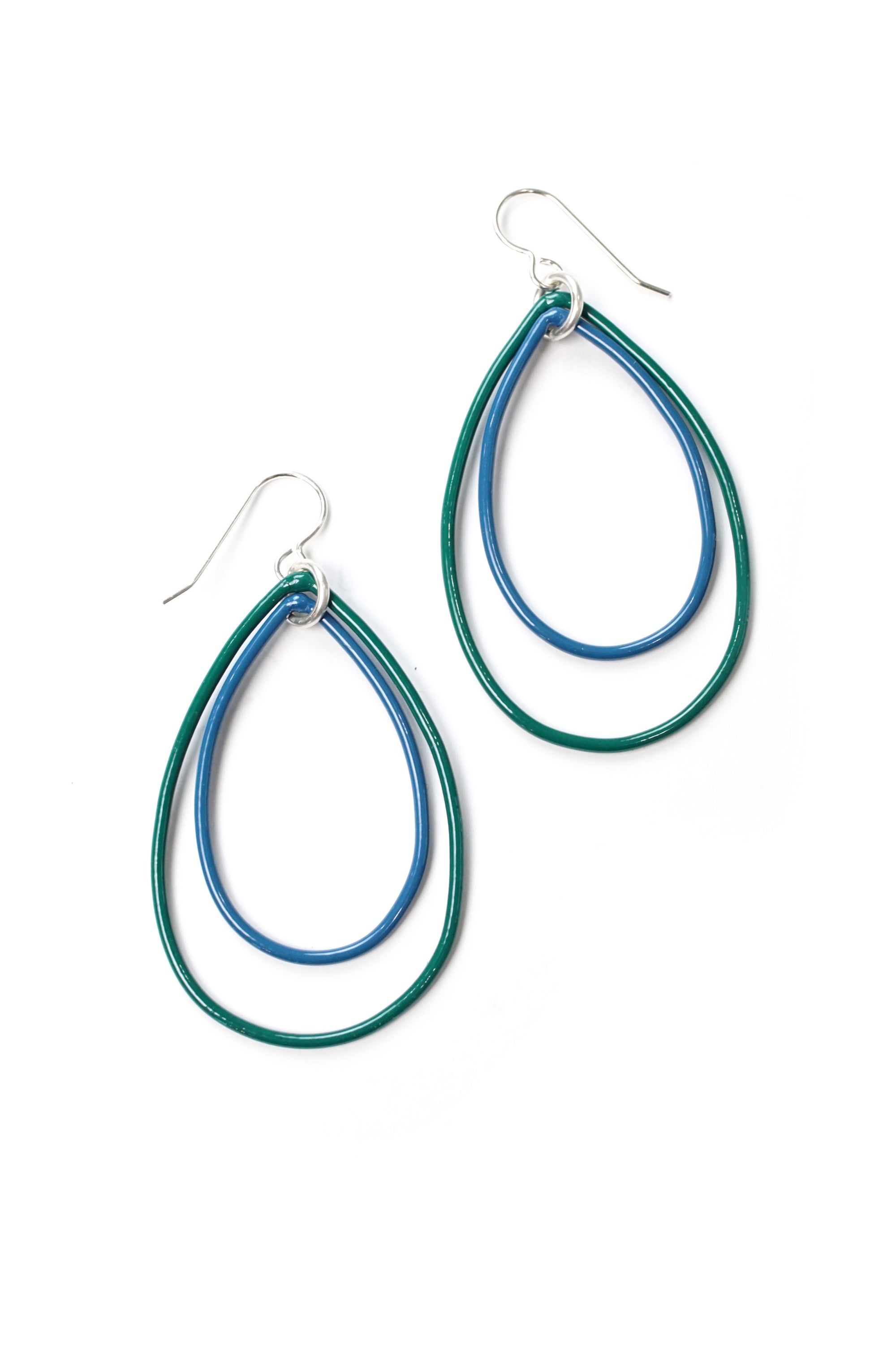 Rachel earrings in Emerald Green and Azure Blue