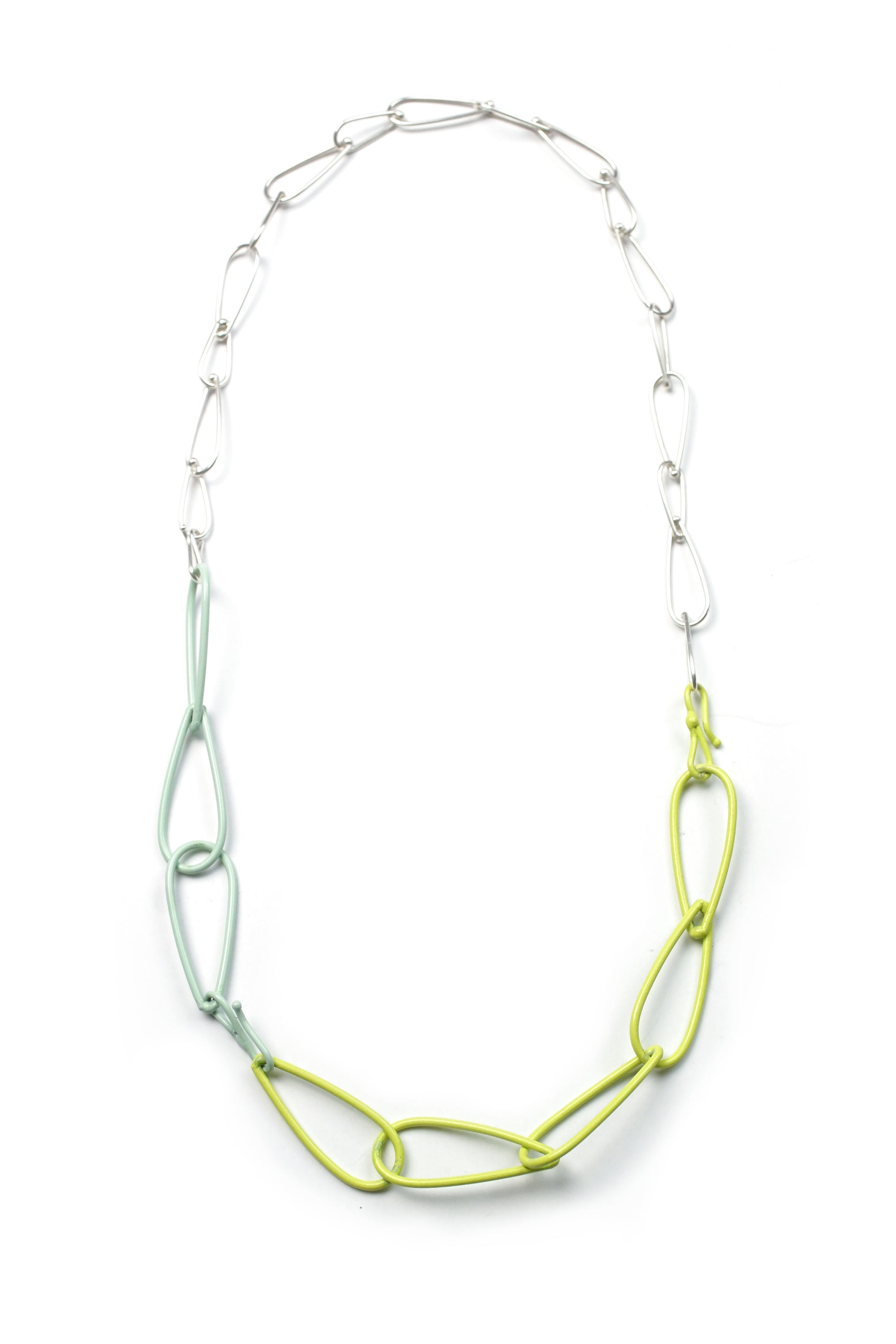 Modular Necklace in Silver, Neon Chartreuse, and Soft Mint