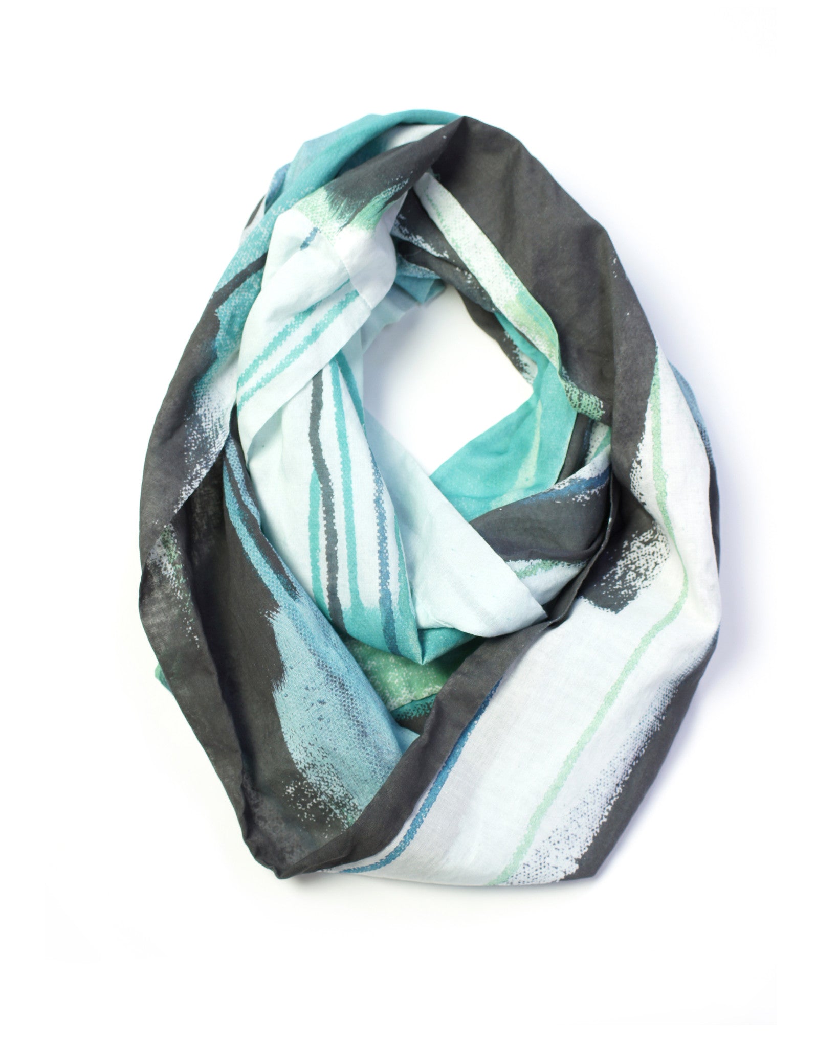 Wings black and teal lightweight scarf