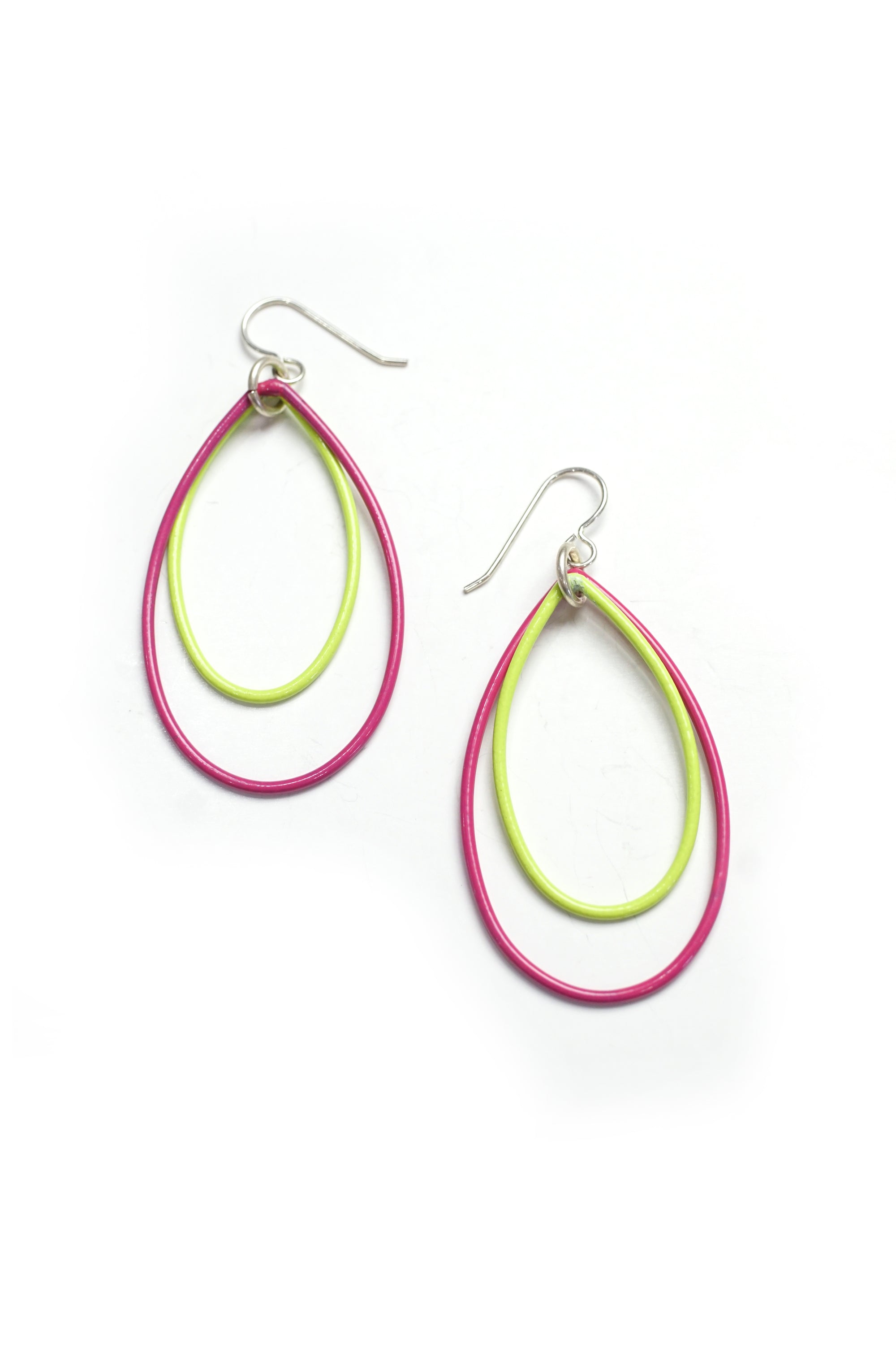 Rachel earrings in Magenta and Neon Chartreuse - sample sale
