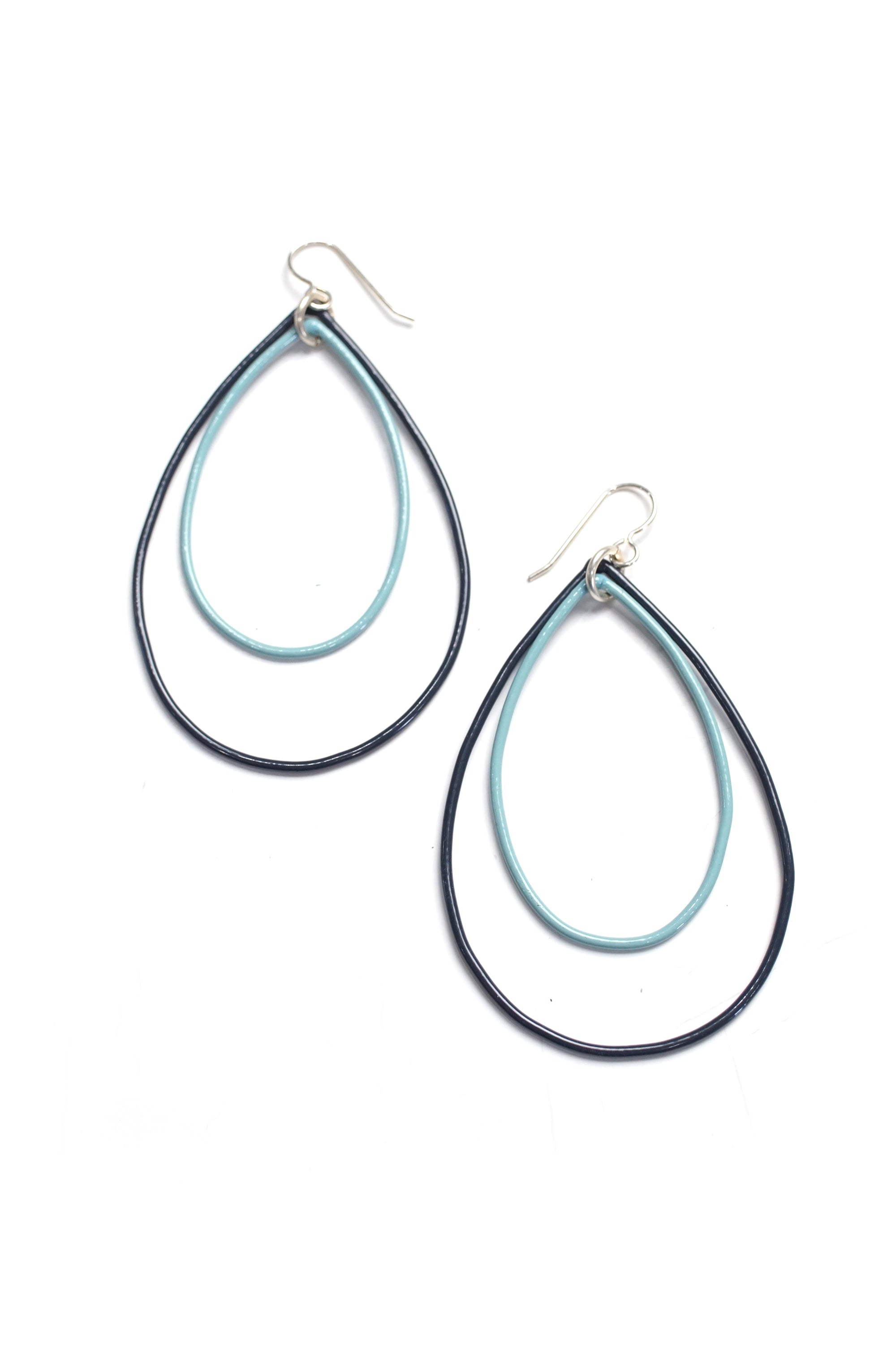 Large Rachel earrings in Midnight Grey and Faded Teal - sample sale