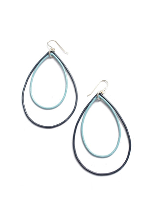 Large Rachel earrings in Midnight Grey and Faded Teal - sample sale