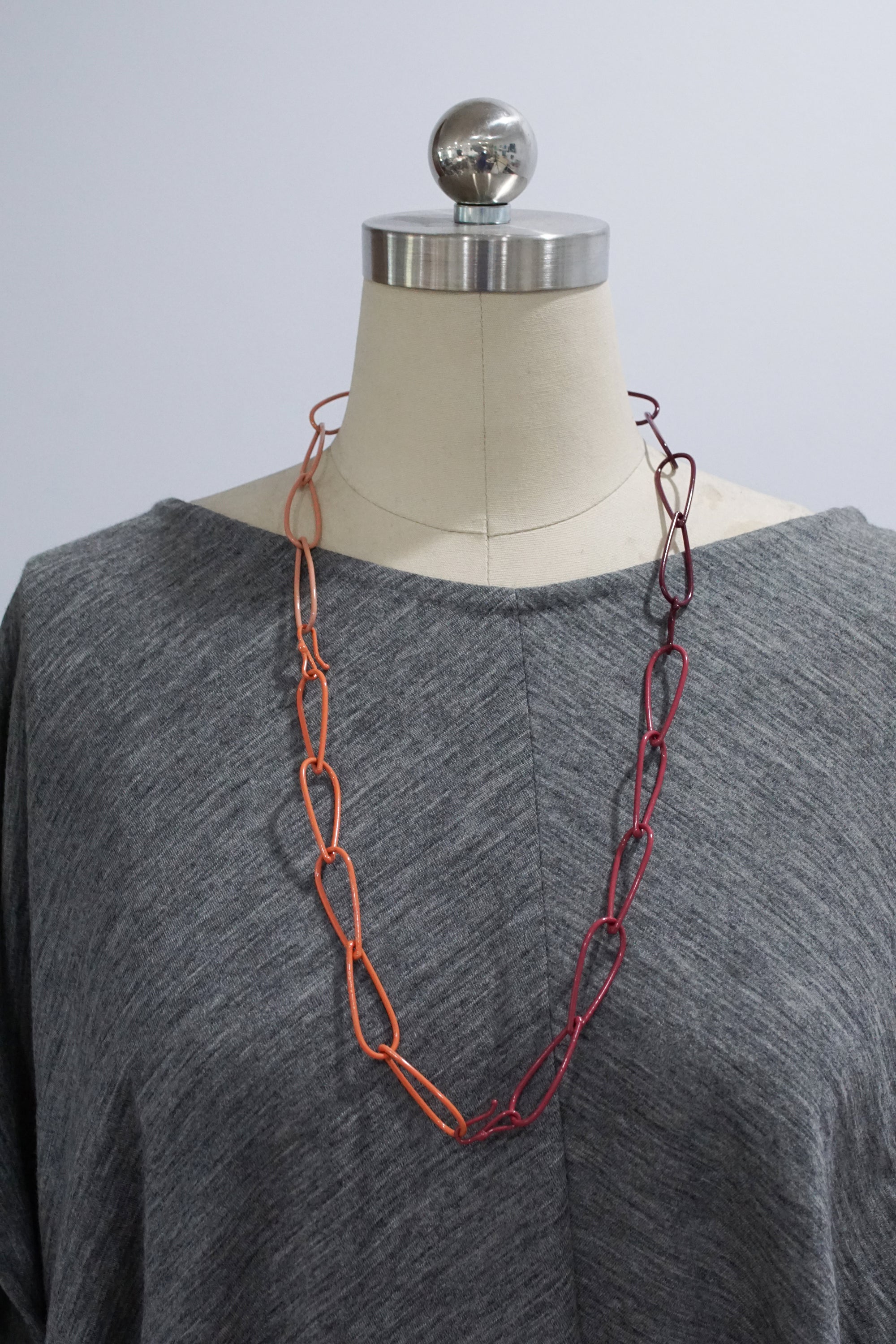 long Modular Necklace in pink and burgundy - sample sale