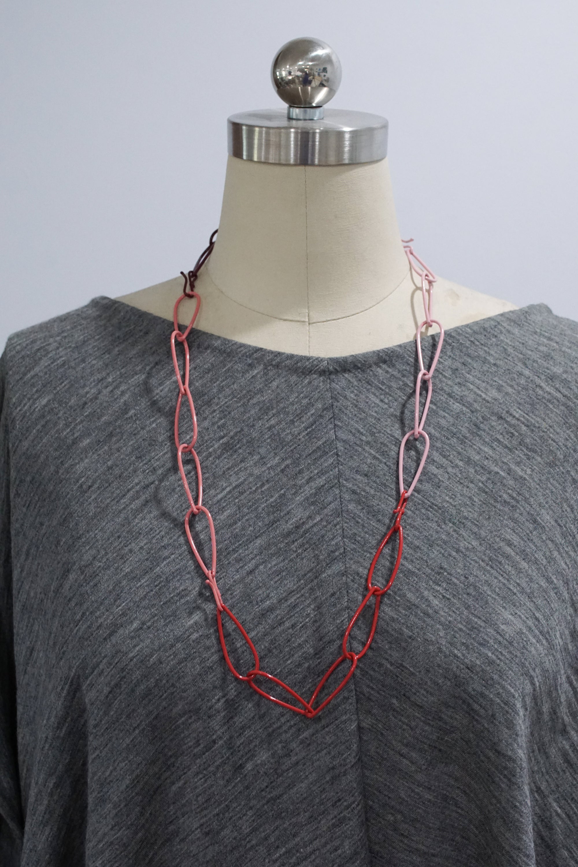 long Modular Necklace in pink and red - sample sale