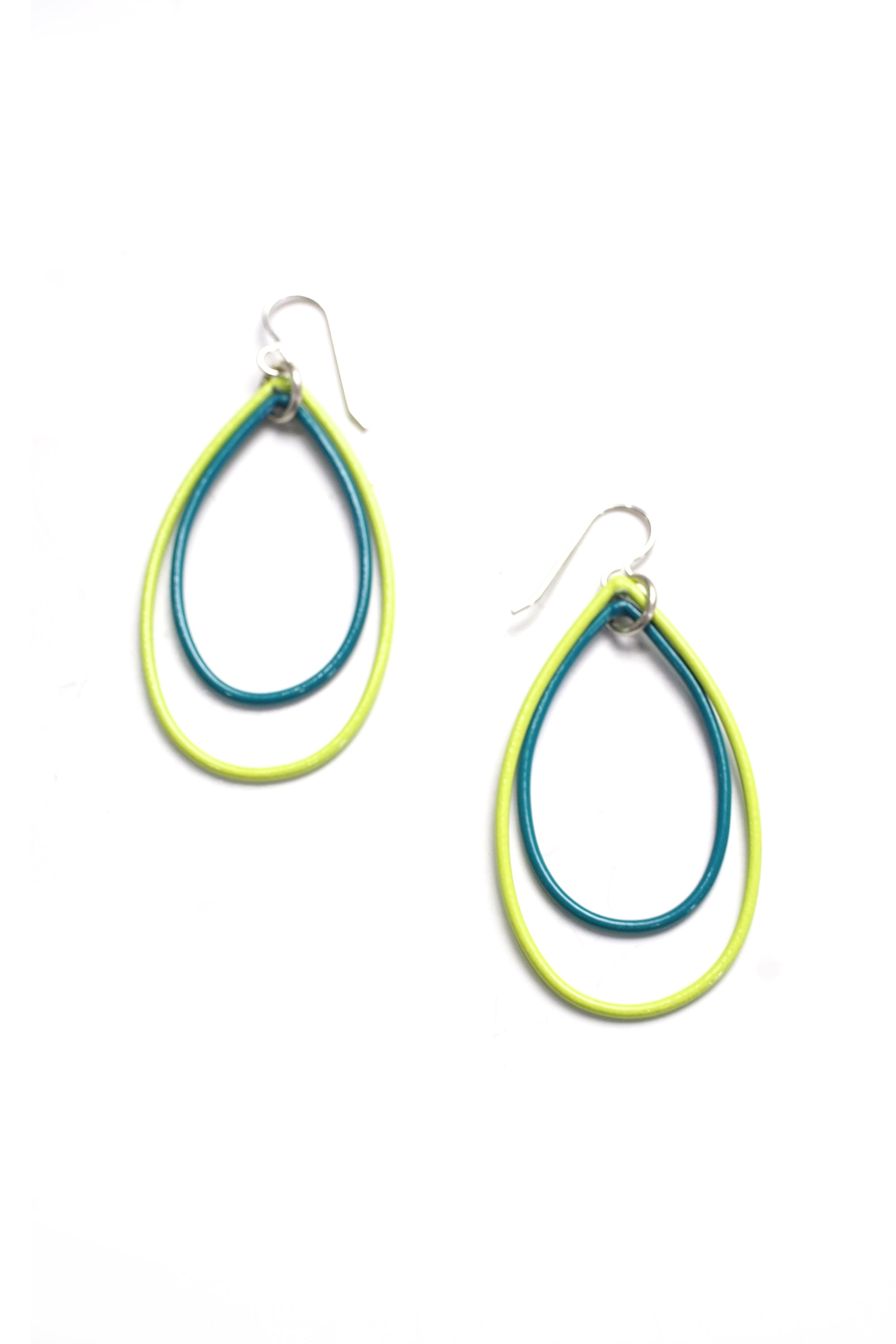 Eva earrings in Neon Chartreuse and Bold Teal  - sample sale