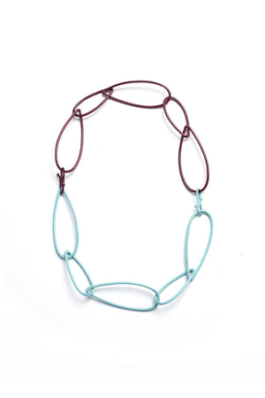 Modular Necklace in Faded Teal and Burgundy - sample sale