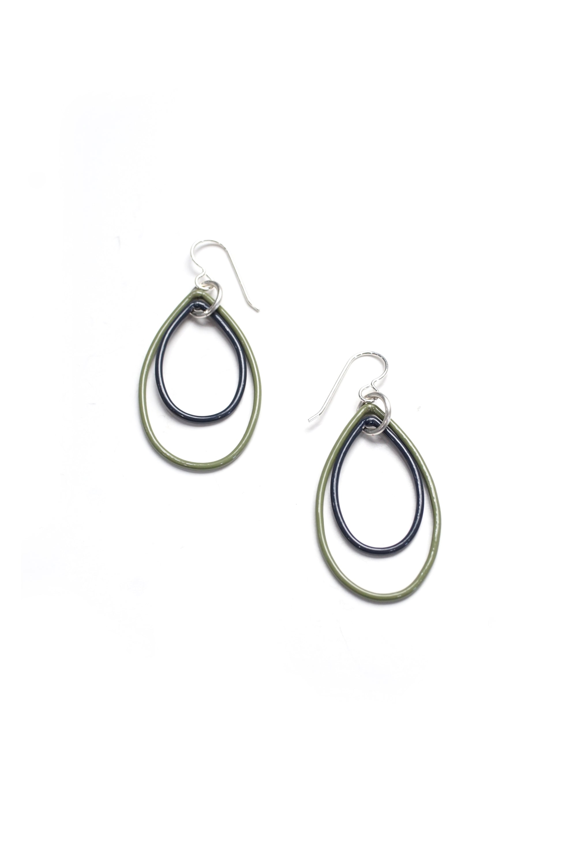 Ella earrings in Olive Green and Midnight Grey - sample sale