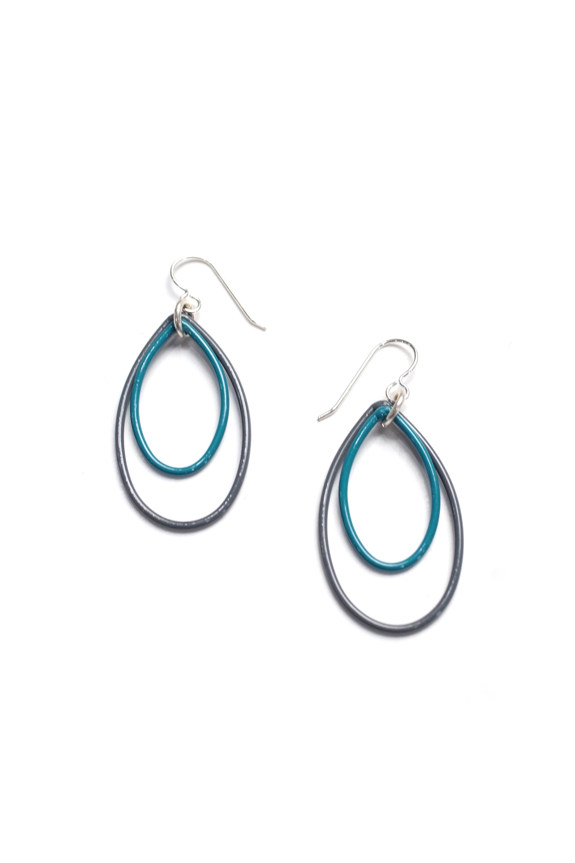 Ella earrings in Storm Grey and Bold Teal - sample sale