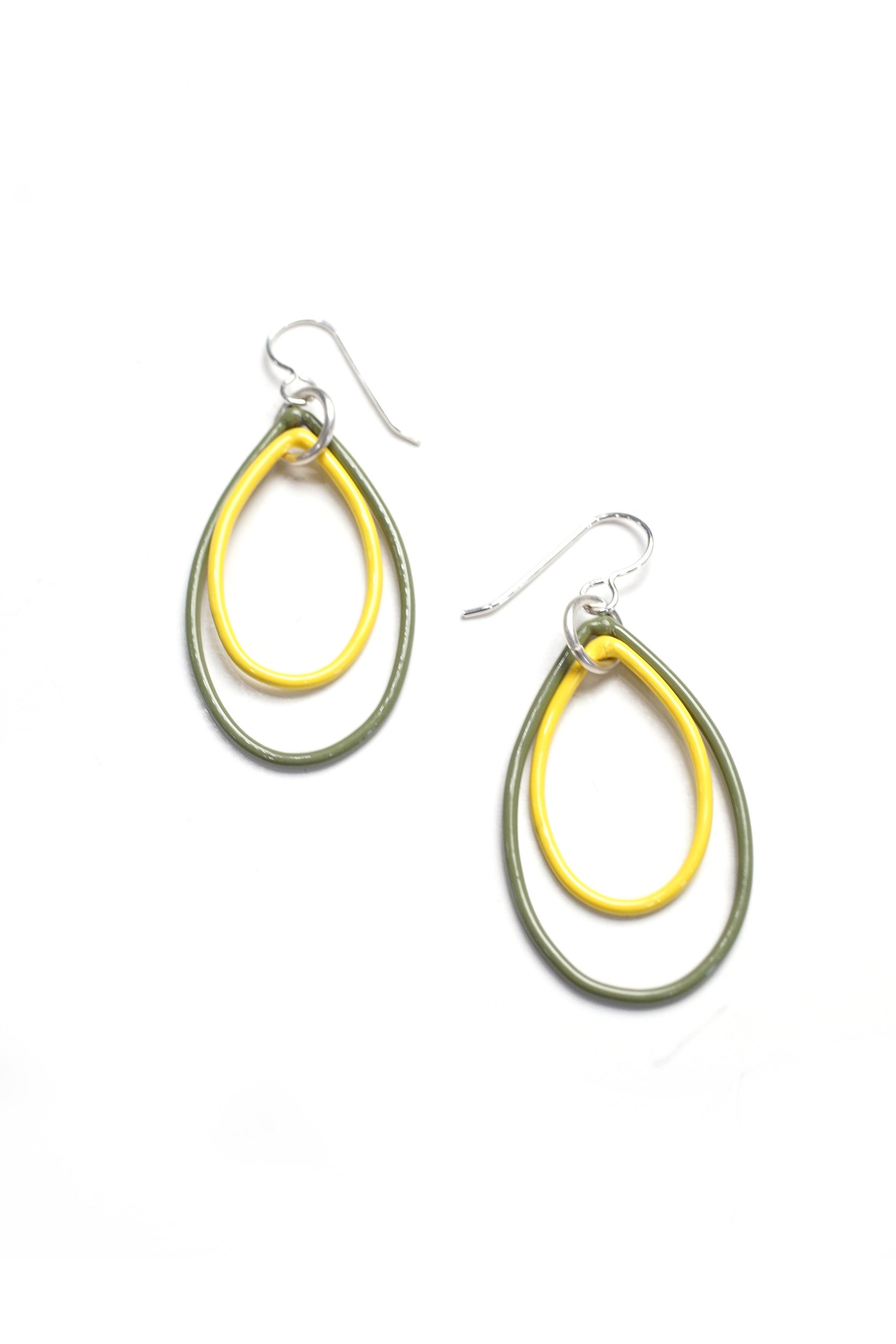 Nellie earrings in Olive Green and Yellow - sample sale