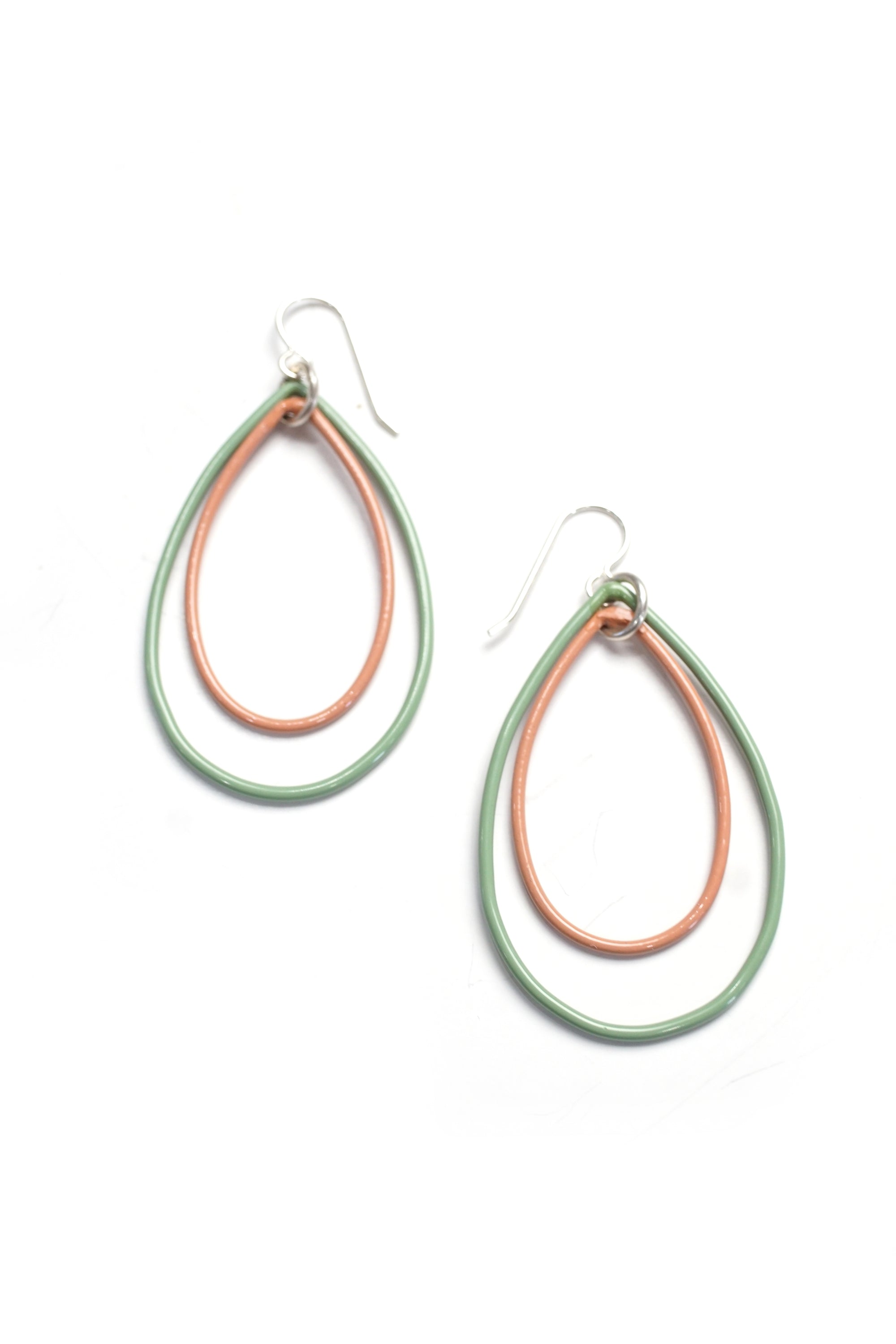 Rachel earrings in Pale Green and Dusty Rose - sample sale
