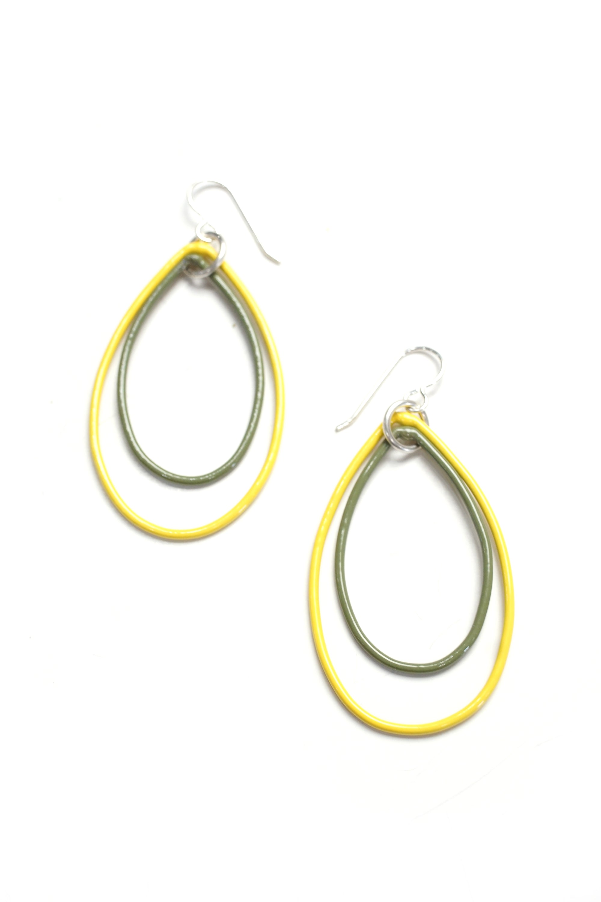 Eva earrings in Yellow and Olive Green  - sample sale