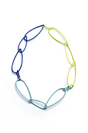 Modular Necklace in Neon, Faded Teal, and Electric Blue - sample sale
