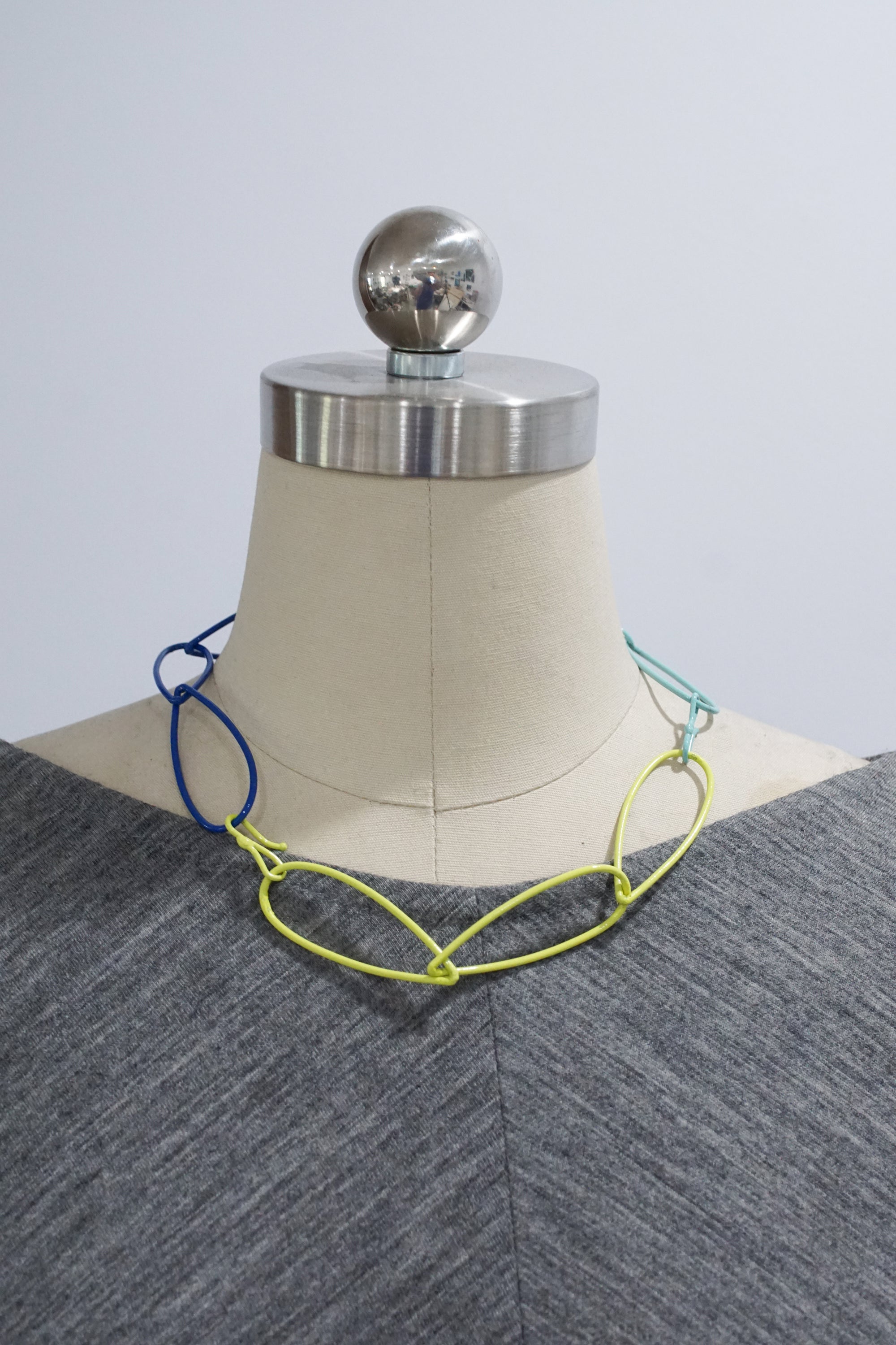 Modular Necklace in Neon, Faded Teal, and Electric Blue - sample sale