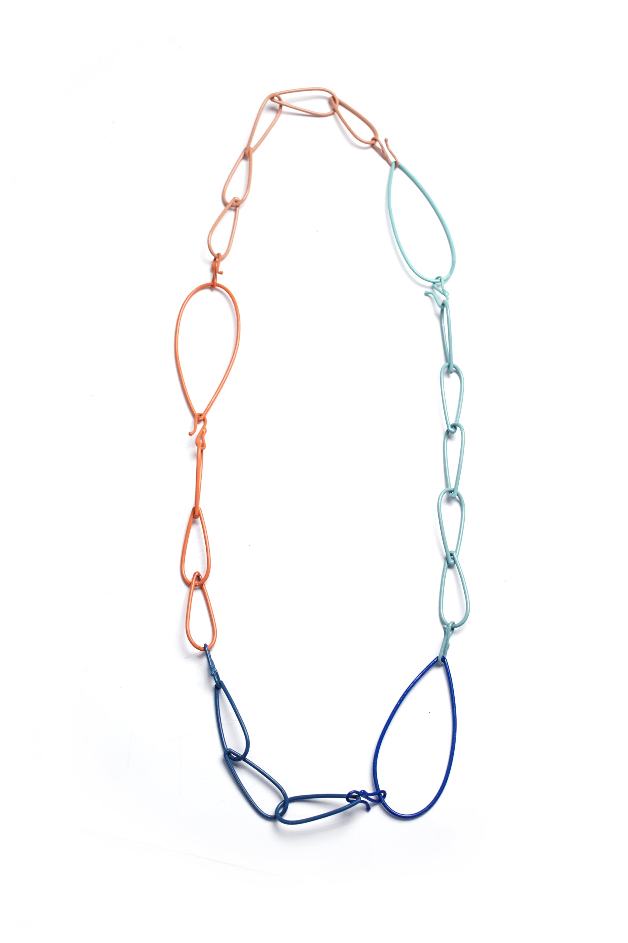 long Modular Necklace in coral and blue - sample sale