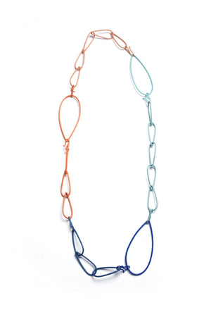 long Modular Necklace in coral and blue - sample sale