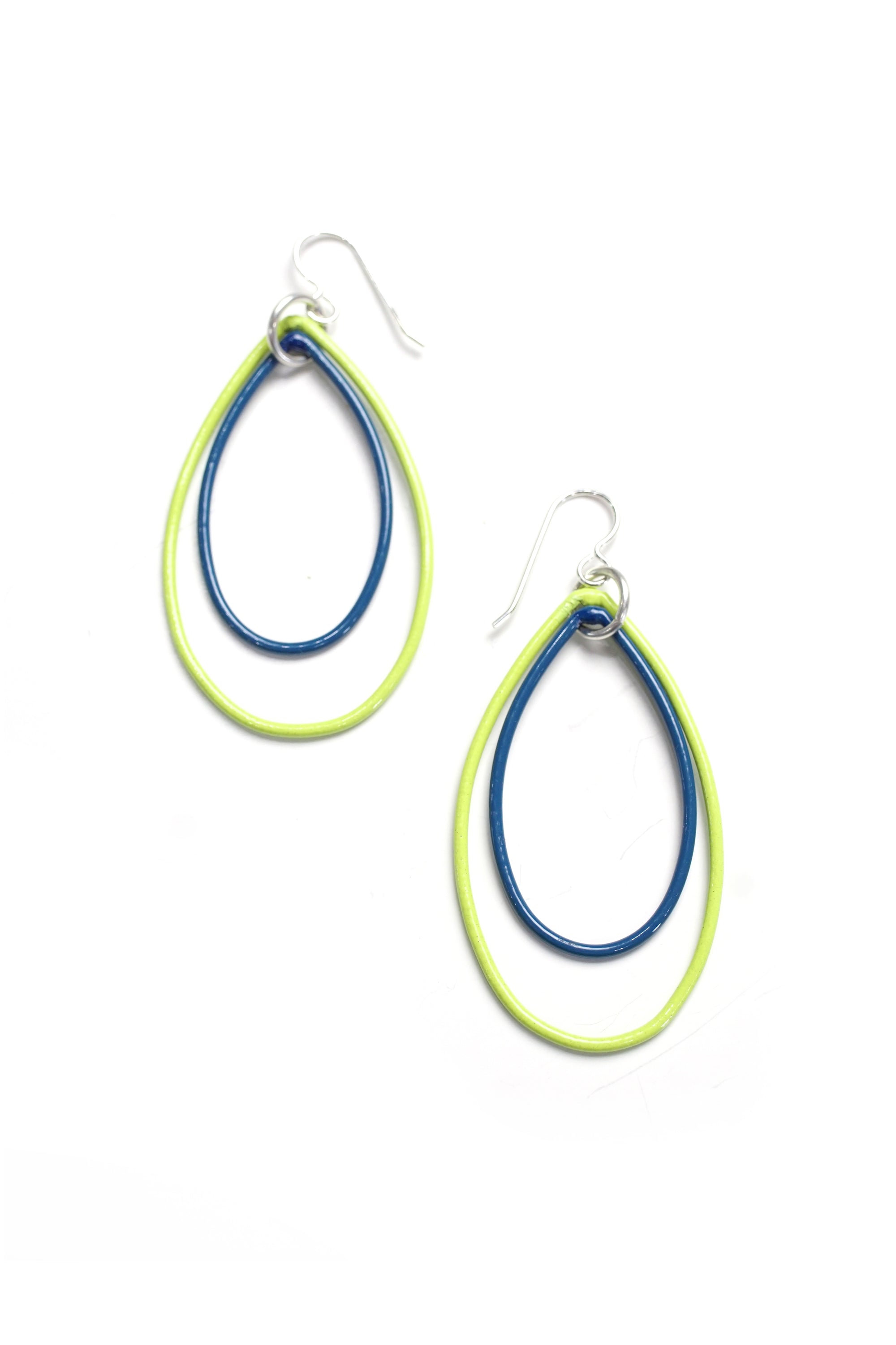 Eva earrings in Neon Chartreuse and Azure Blue  - sample sale