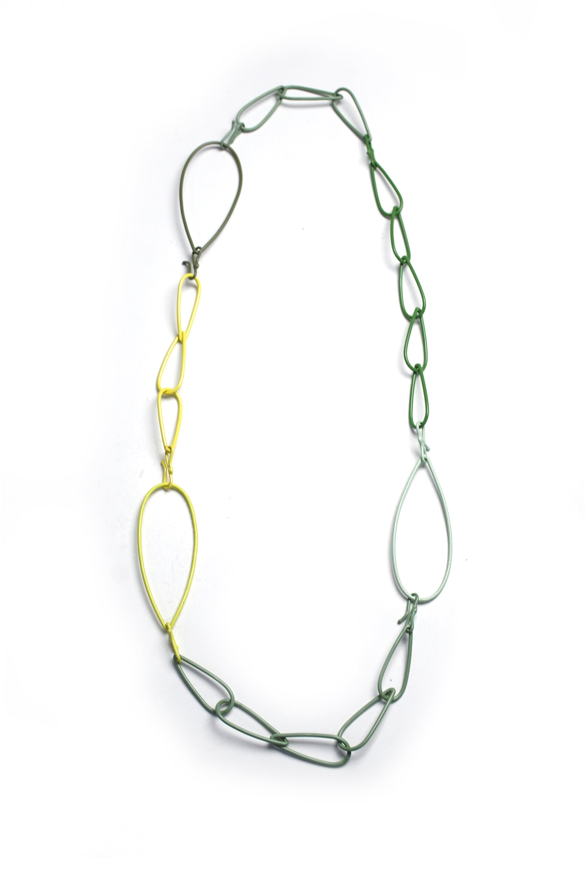 long Modular Necklace in green and yellow - sample sale