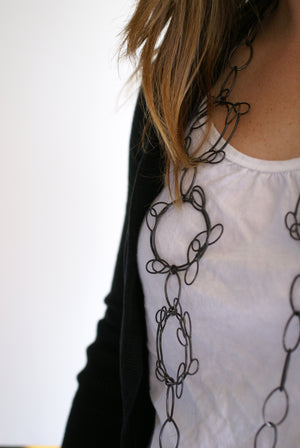 Circle leaf long necklace - sample sale