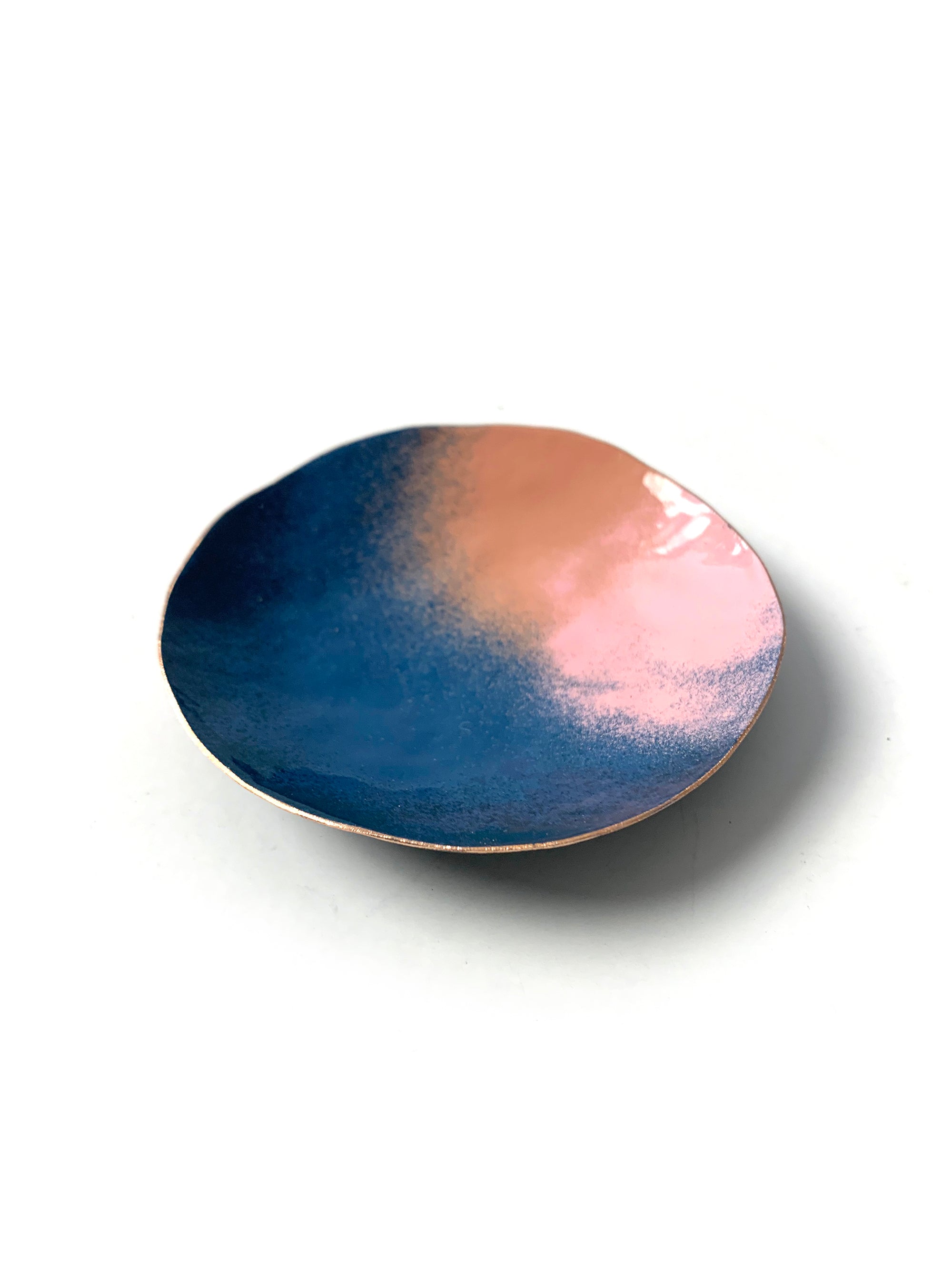 Little Copper Dish in Azure Blue and Dusty Rose
