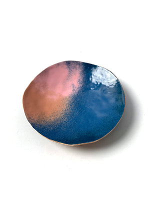 Little Copper Dish in Azure Blue and Dusty Rose