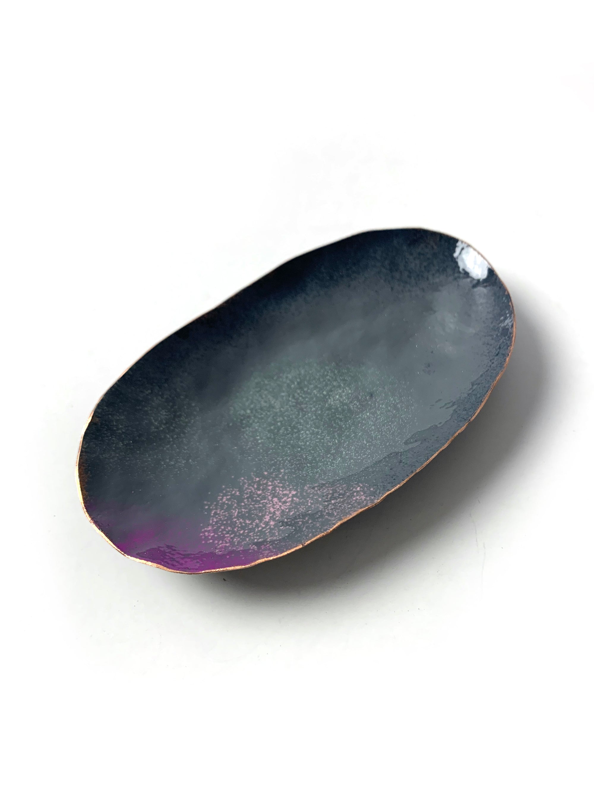 Oval Copper Dish in Storm Grey and Radiant Orchid