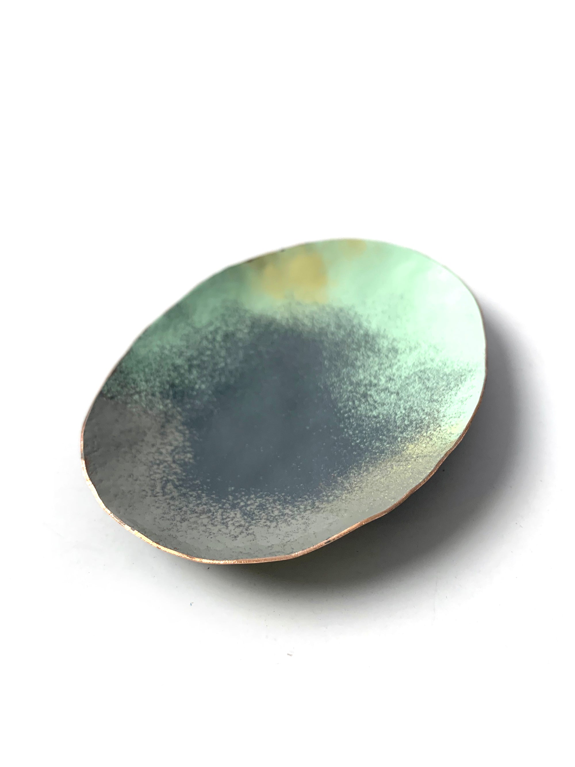 Oval Copper Dish in Grey and Soft Mint