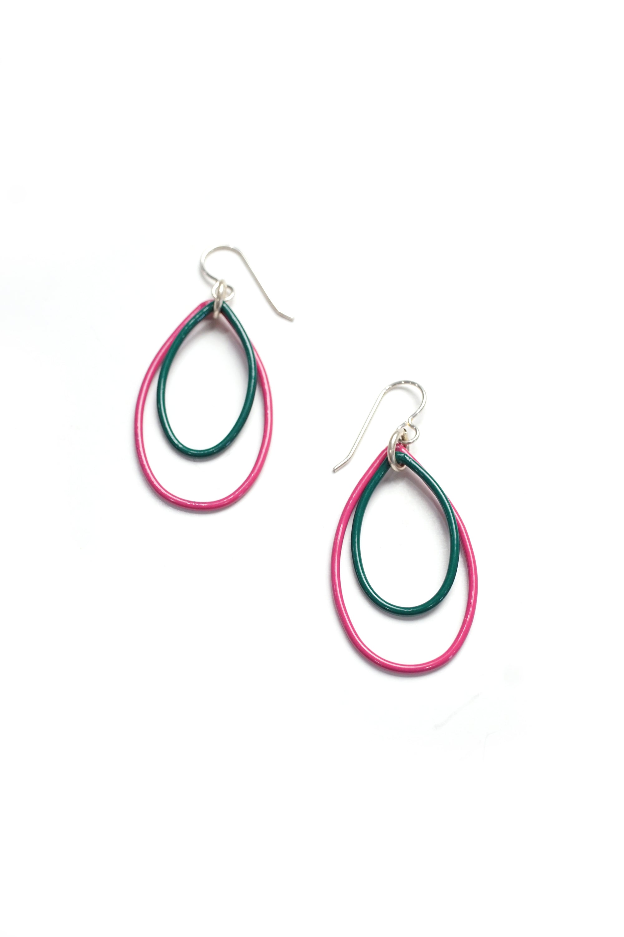 Ella earrings in Magenta and Emerald Green - sample sale