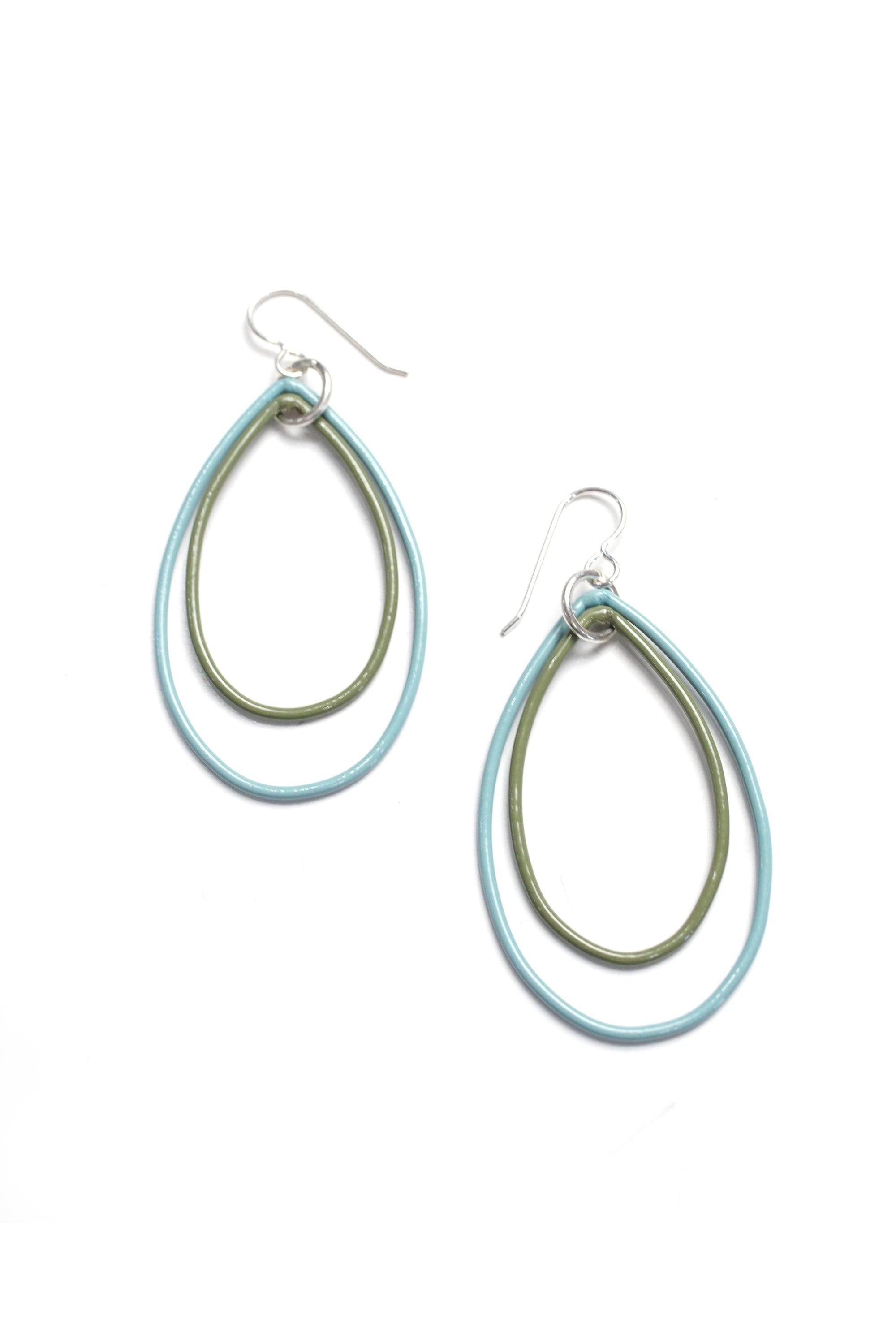Eva earrings in Faded Teal and Olive Green  - sample sale