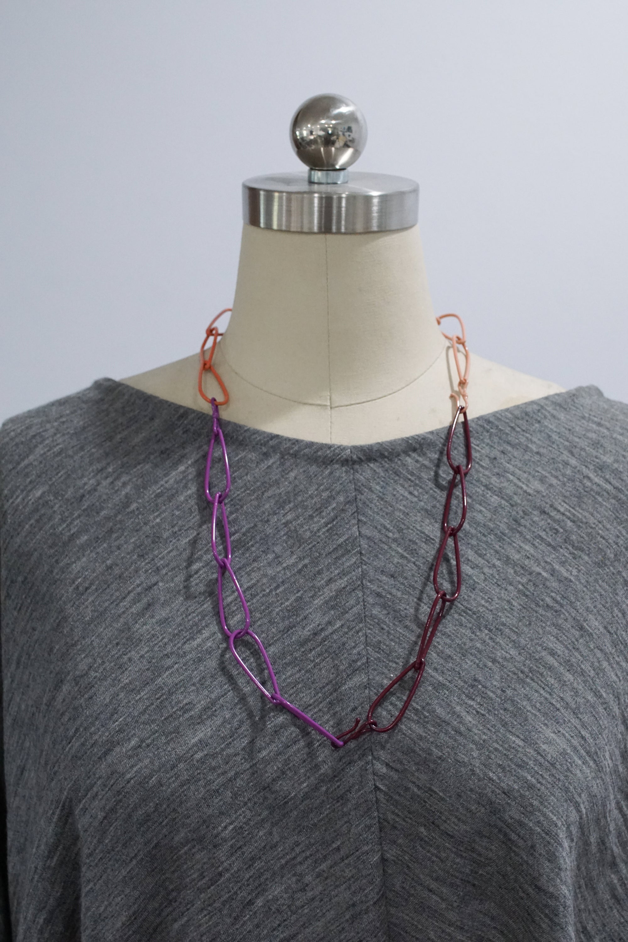 long Modular Necklace in pink, purple, and burgundy - sample sale